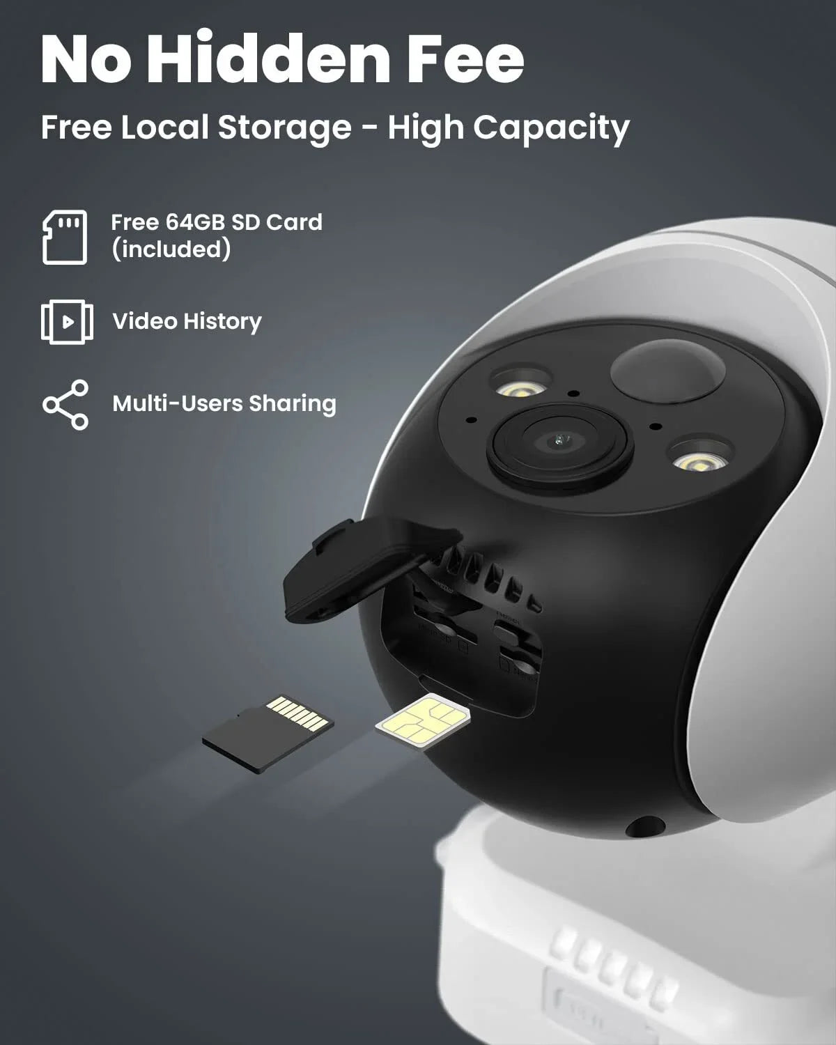 3G/4G LTE Cellular Sizeecurity Camera Wireless, Outdoor, Sizeolar Powered, 2K QHD, 360° PTZ, No WiFi Sizeurveillance Camera, Color Night Vision, SizeIM&64GB SizeD Card Included