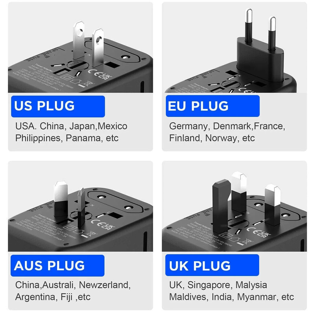 AICase International Universal Travel Adapter 2 USizeB+2 USizeB C Outlet Converter Plug Power