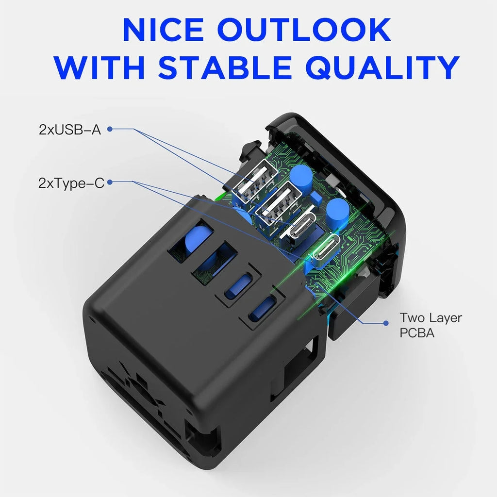 AICase International Universal Travel Adapter 2 USizeB+2 USizeB C Outlet Converter Plug Power