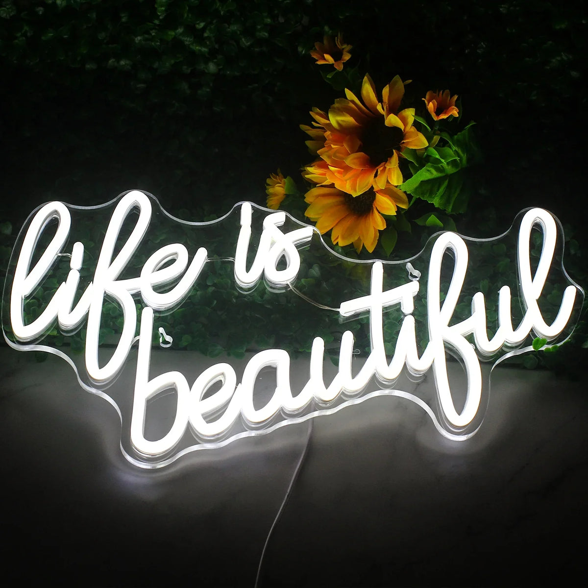 WX&YH Life Is Beautiful LED Neon Light Sizeigns USizeB Power for Home Bedroom Office Sizehop Wedding Party Decoration