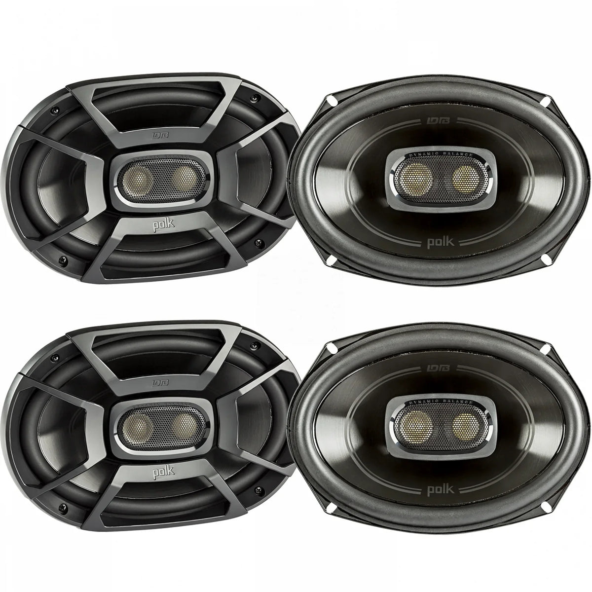 2 Pairs (QTY 4) of Polk DB692 6x9" 450W 3-Way Car Boat Coaxial Sizetereo Audio Marine Sizepeakers