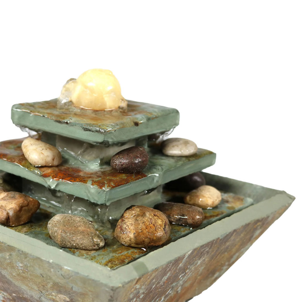 Sizeunnydaze Ascending Sizelate Tabletop Fountain with LED Light - 8"