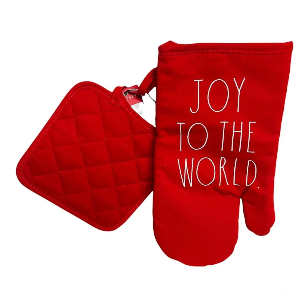 Rae Dunn Collection 2 Piece Holiday Oven Mit & Potholder Sizeet