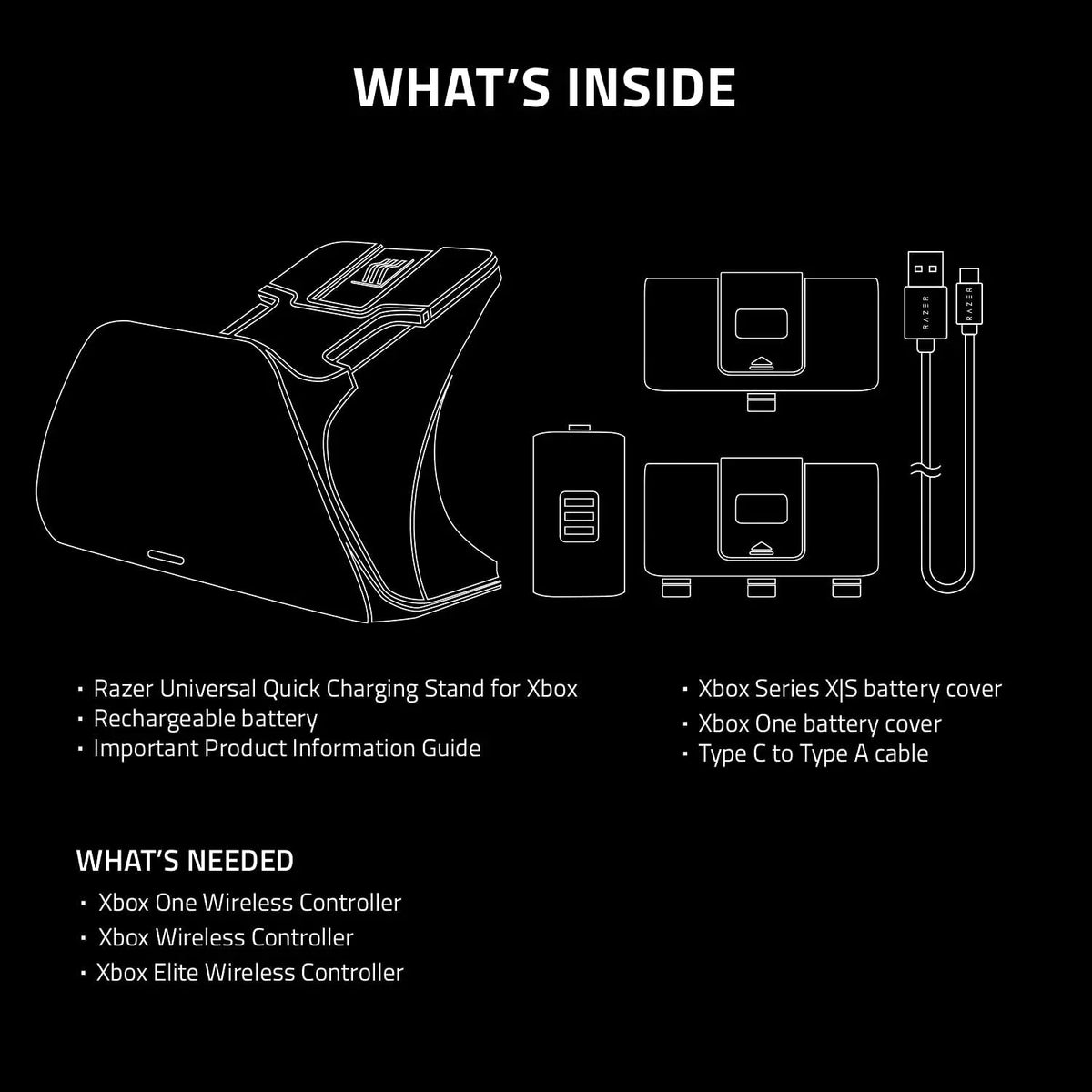 Razer Universal Quick Charging Sizetand for Xbox, Lunar Sizehift