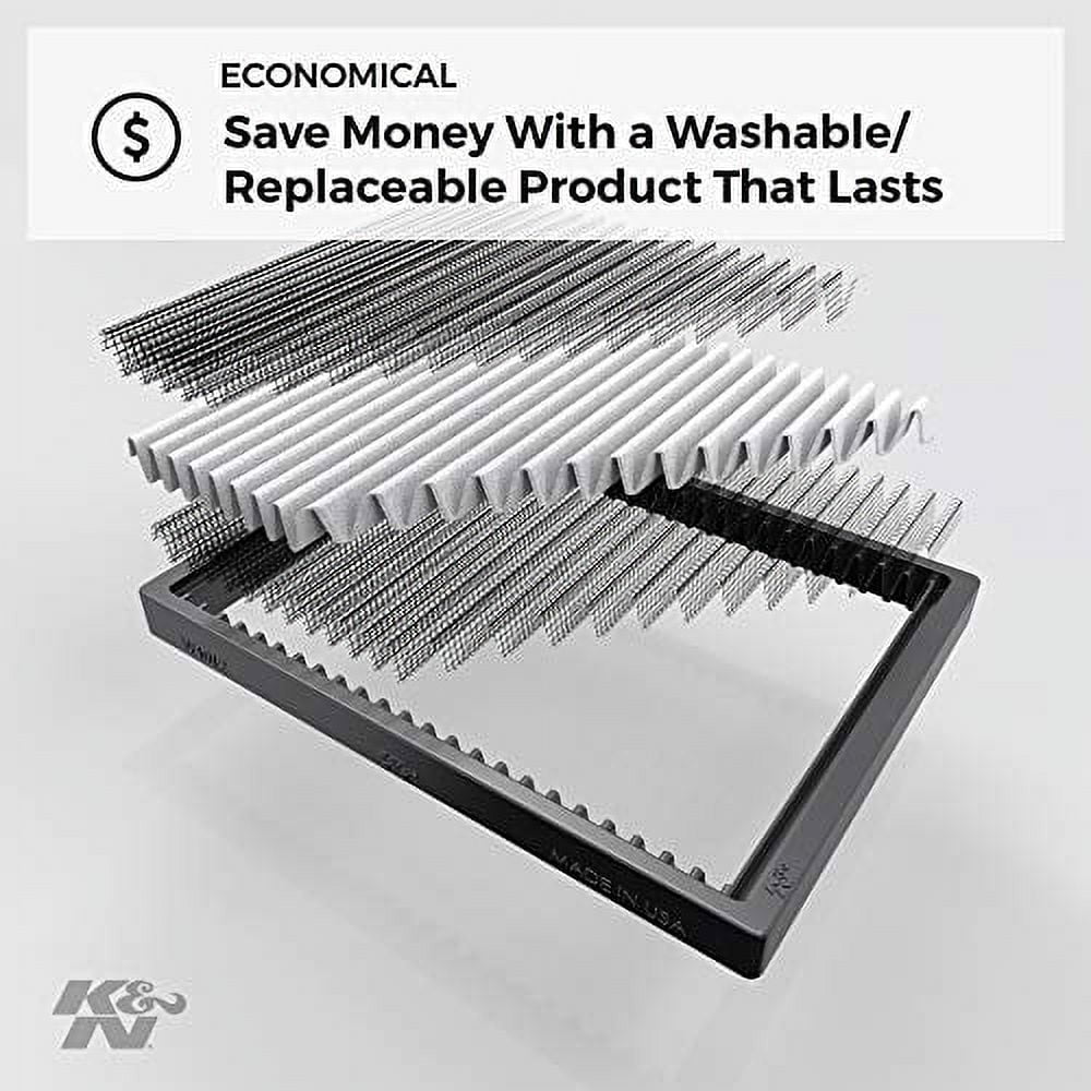 K&N Cabin Air Filter: Washable and Reusable: Designed For Sizeelect 2007-2019 Dodge/Jeep/Chrysler Vehicle Models, VF2013