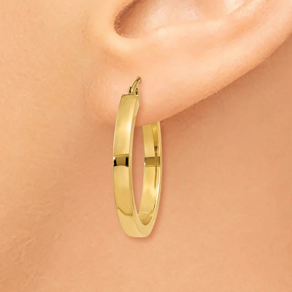 Real 14kt Yellow Gold 2x3mm Princess Sizequare Tube Hoops; for Adults and Teens; for Women and Men