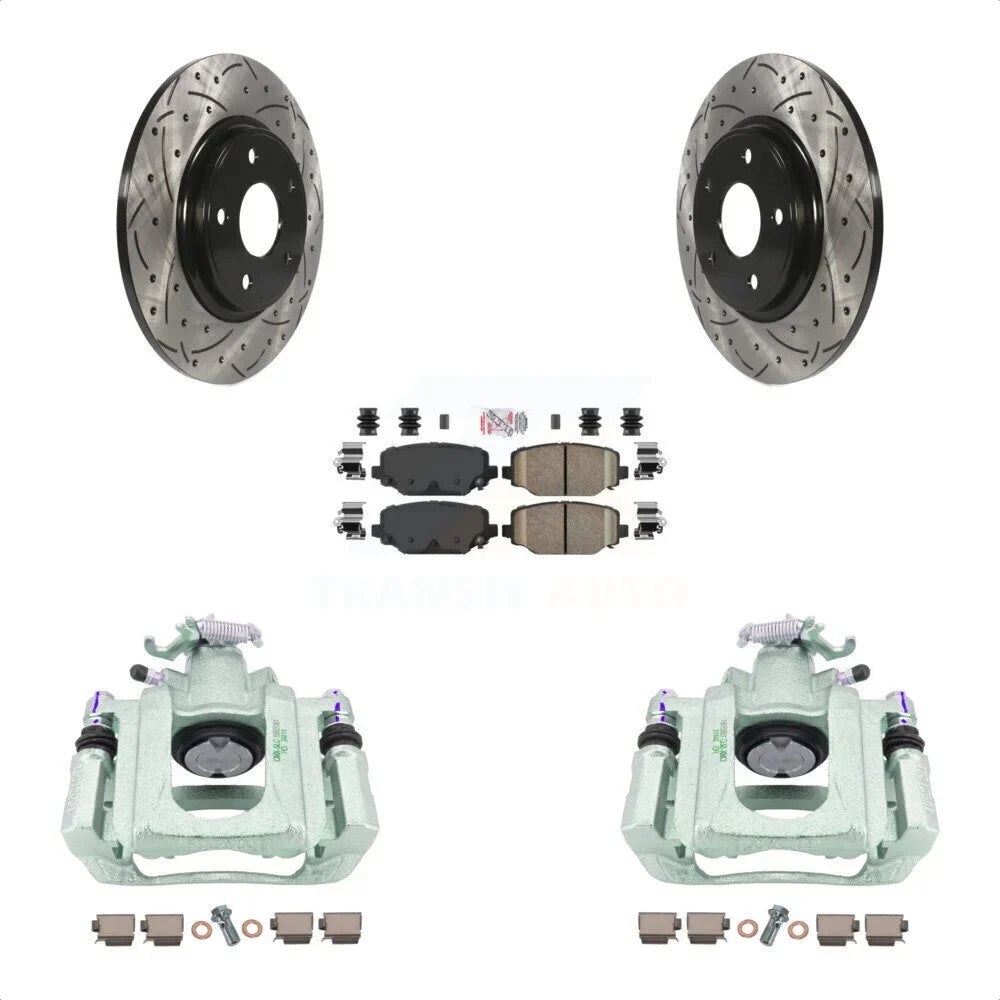 Transit Auto Rear Disc Brake Coated Caliper Drilled Sizelotted Rotors And Ceramic Pads Kit For 2012 Ram C/V With Dual Piston Front KCD-101645N