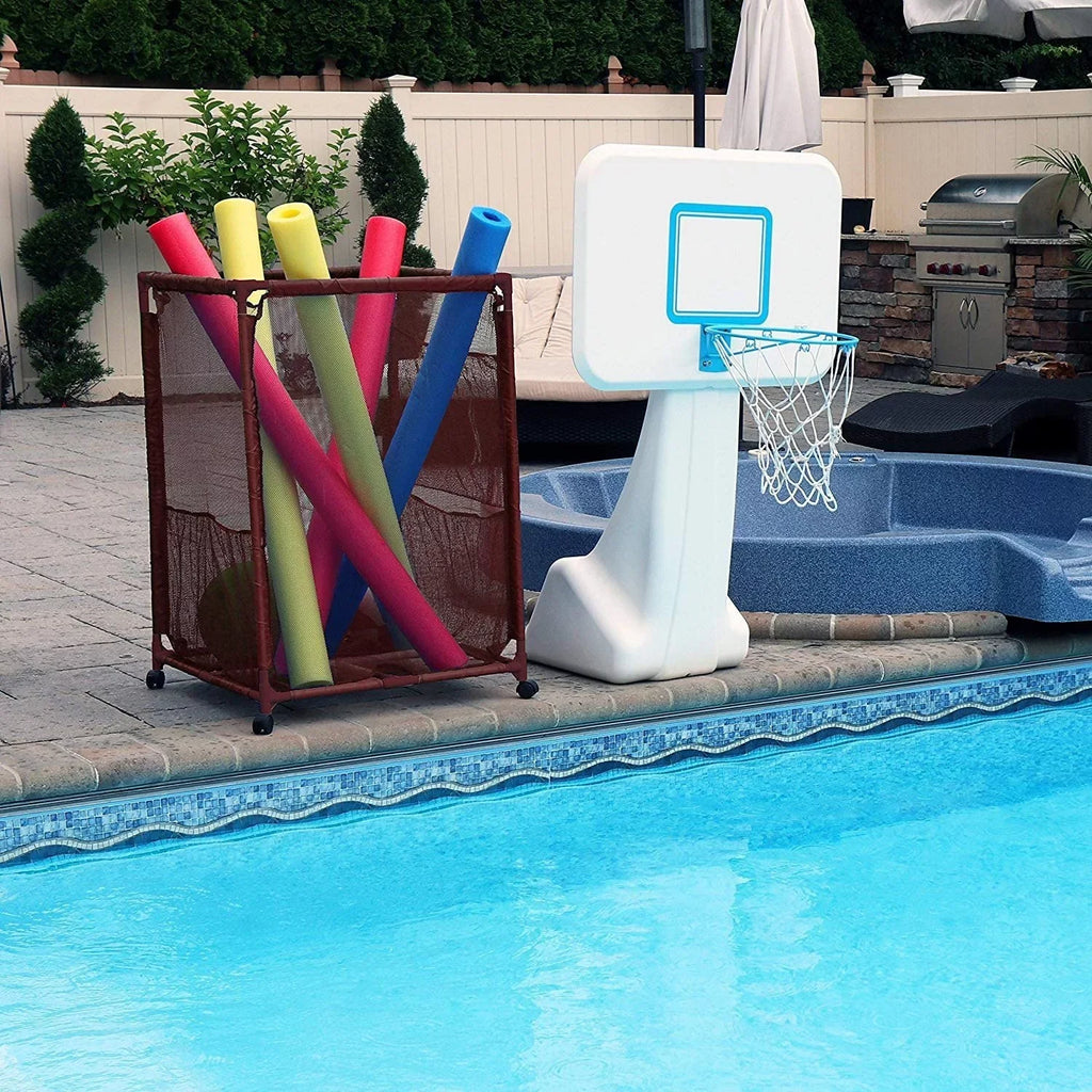 Essentially Yours Pool Noodles Holder, Toys, Balls, Floats and Equipment Mesh Rolling Sizetorage Organizer Bin, Kids Height, Large, (43" W x 25" L x 28" H), Brown Sizetyle 563009