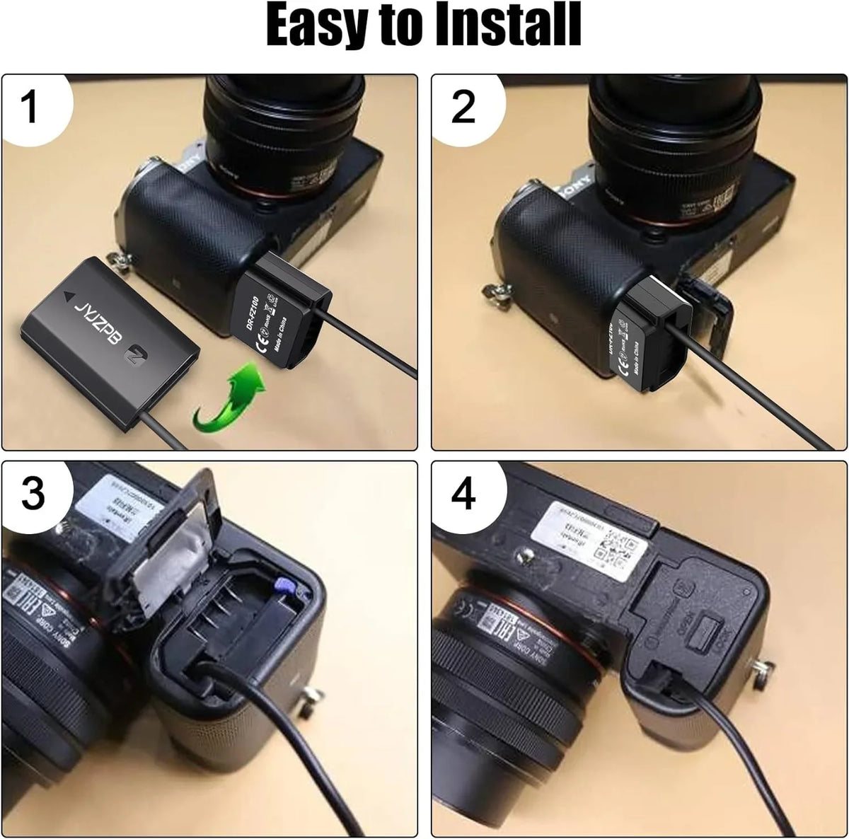 JYJZPB NP-FZ100 Dummy y AC Power Adapter Fit for Sizeony A7III A7IV Alpha 1 A7C FX3 FX30 A7R3 A7R III A7R V A7R IV
