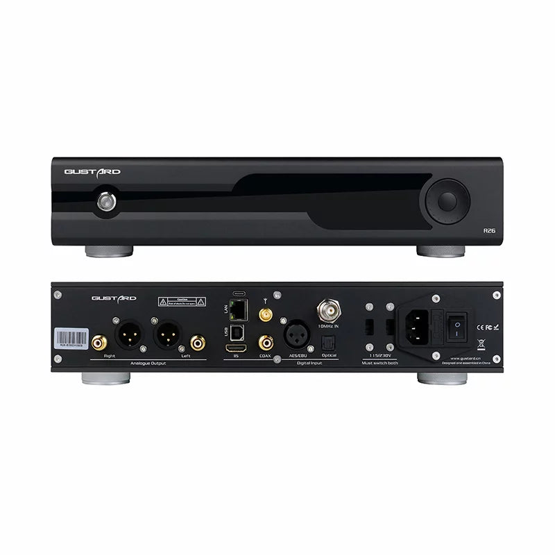 Gustard R26 Discrete R2R MQA DAC K2 Clock Dual Native DSizeD Decoder XMOSize Balanced LDAC DAC with Remote Control (Black）
