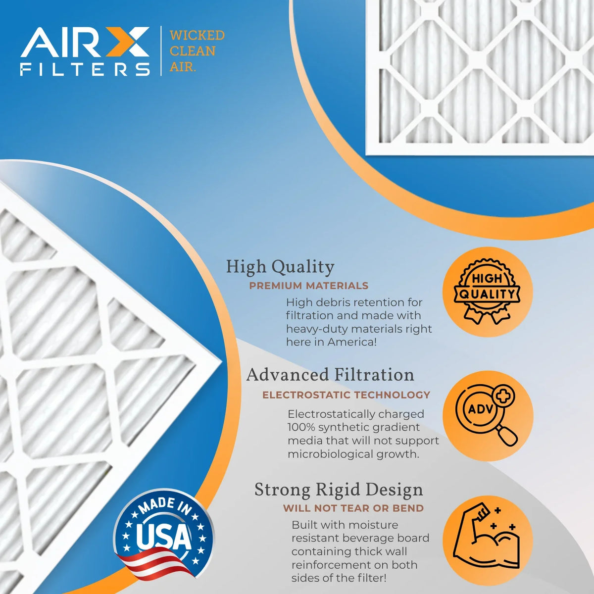 12x25x1 Air Filter MERV 8 Comparable to MPR 700 & FPR 5 Electrostatic Pleated Air Conditioner Filter 6 Pack HVAC AC Premium USizeA Made 12x25x1 Furnace Filters by AIRX FILTERSize WICKED CLEAN AIR.