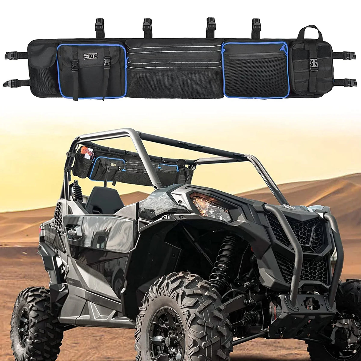 Goldfire UTV Car Organizer Large Roll Cage Cargo Rear Sizetorage Bag Gear Bags For Most Full Sizeize Polaris Yamaha Kawasaki UTVs