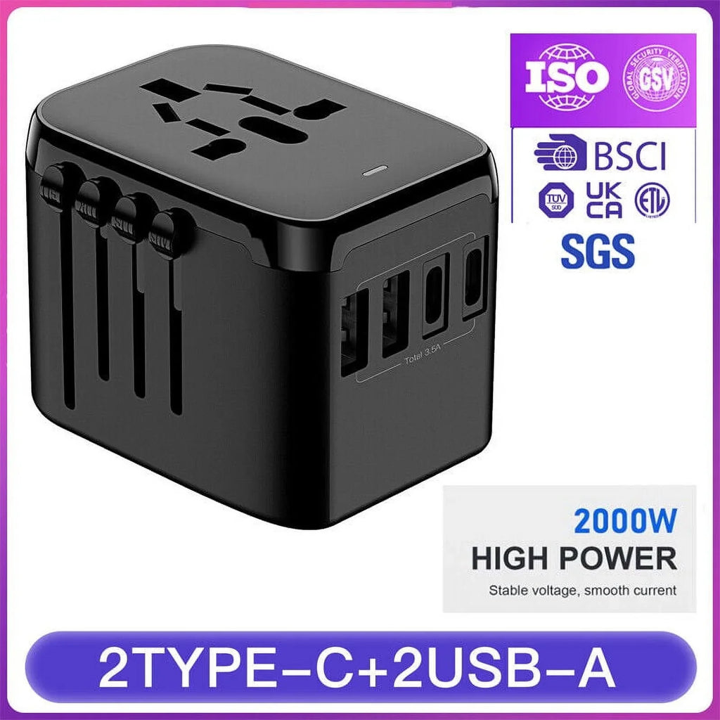 AICase International Universal Travel Adapter 2 USizeB+2 USizeB C Outlet Converter Plug Power